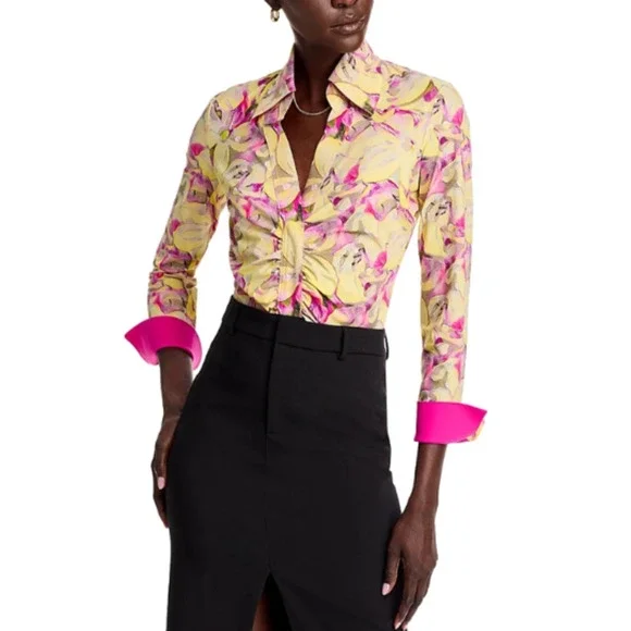 New CHIARA BONI La Petite Robe Women's Shohreh Floral Print Top Size 6 42
